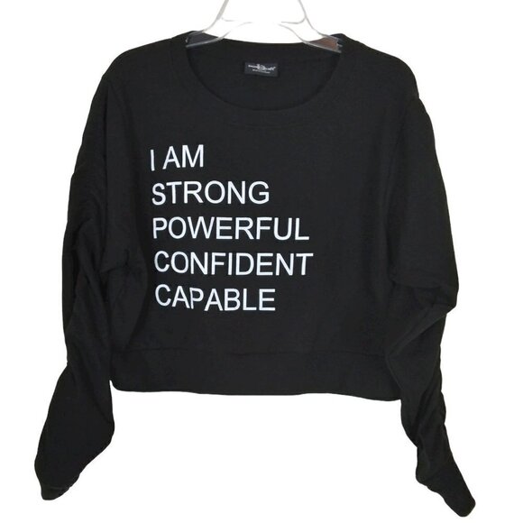 Boxercraft | Black Cropped Crewneck Sweatshirt "I am..." | Size L - Picture 1 of 5